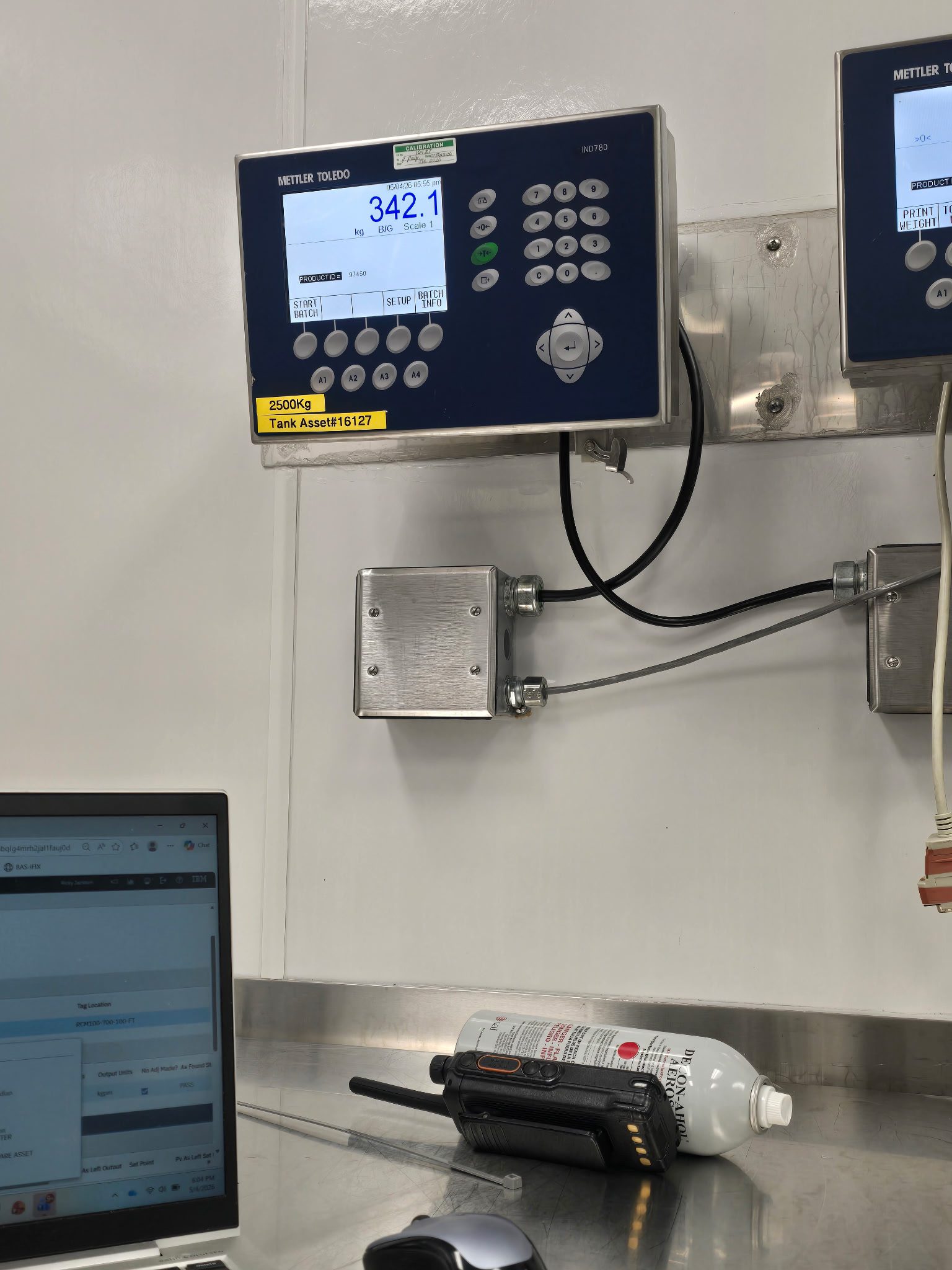 Digital weight display and tools on counter