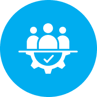 Team icon with gear and checkmark