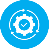 Gear with checkmark and circular arrows