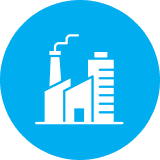 Factory icon in blue circle