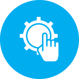 Hand clicking gear settings icon